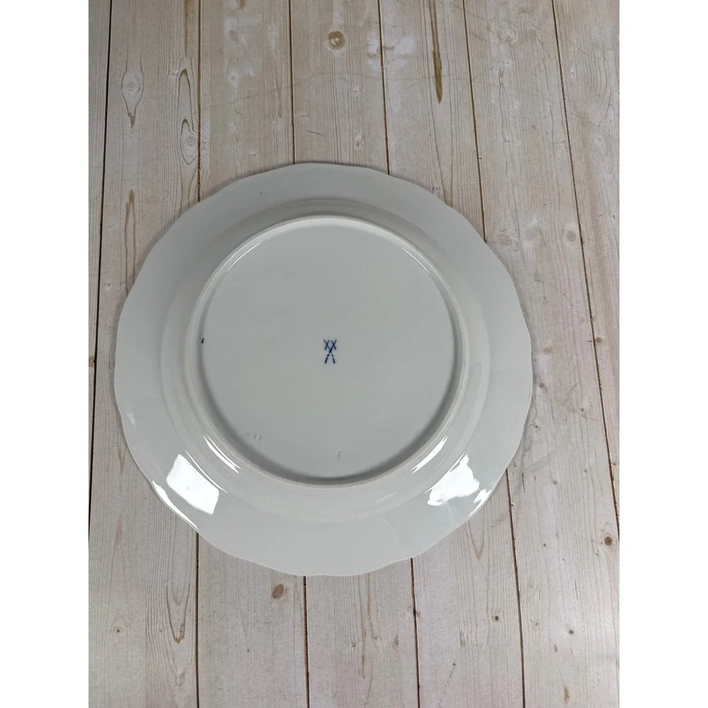 Meissen Orange Band Dinner Plate‎ Wide Gold Trim Crossed Swords 9 5/8